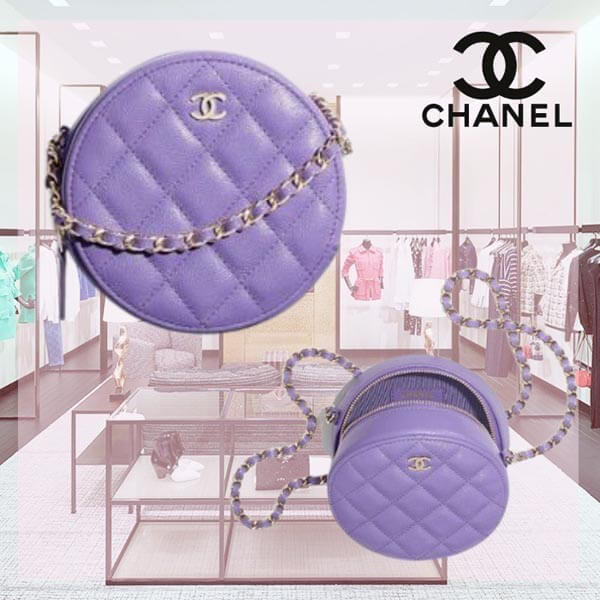 シャネル ショルダーバッグ コピー  チェーン ラウンド レザー紫 AP0245 Y33352 N6510